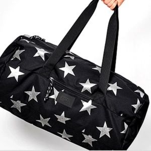 VS Pink | Back Duffle Bag Weekender Bag Travel Bag with Silver Star Print NWT